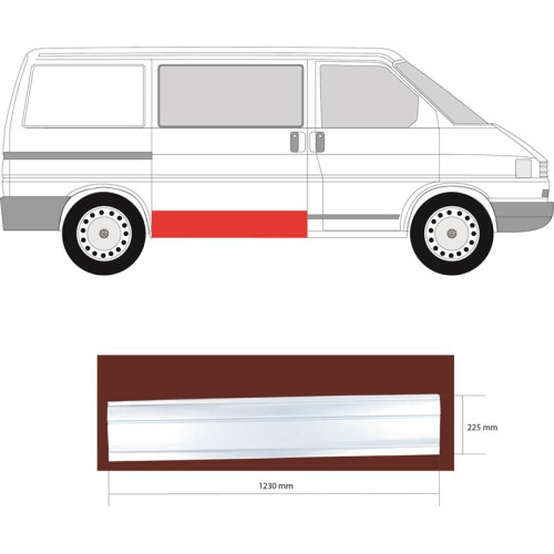 Ремчастина дверей правих VOLKSWAGEN TRANSPORTER IV 96-03 CARAVELLE/MULTIVAN