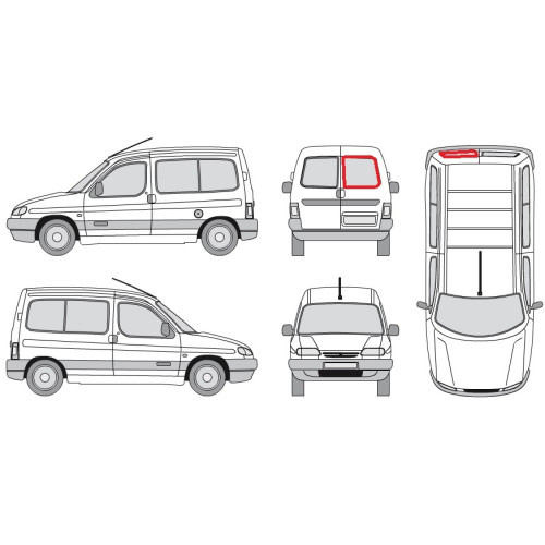 Скло заднє праве CITROEN BERLINGO 97-02