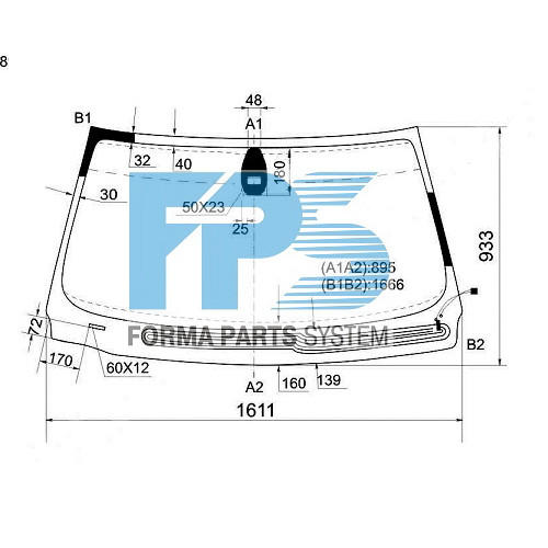 Скло вітрове з підігрівом BMW 7 (E65/E66) 01-08