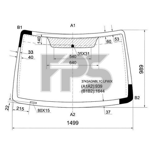 Скло вітрове FORD TRANSIT CONNECT/TOURNEO CONNECT 02-09